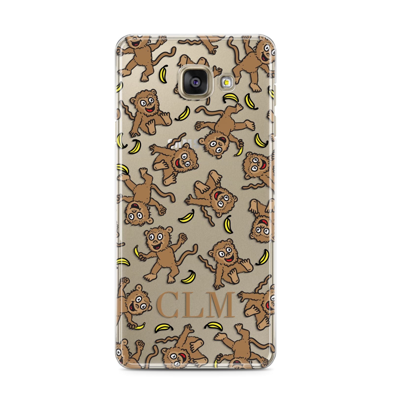 Personalised Monkey Initials Samsung Galaxy A3 2016 Case on gold phone