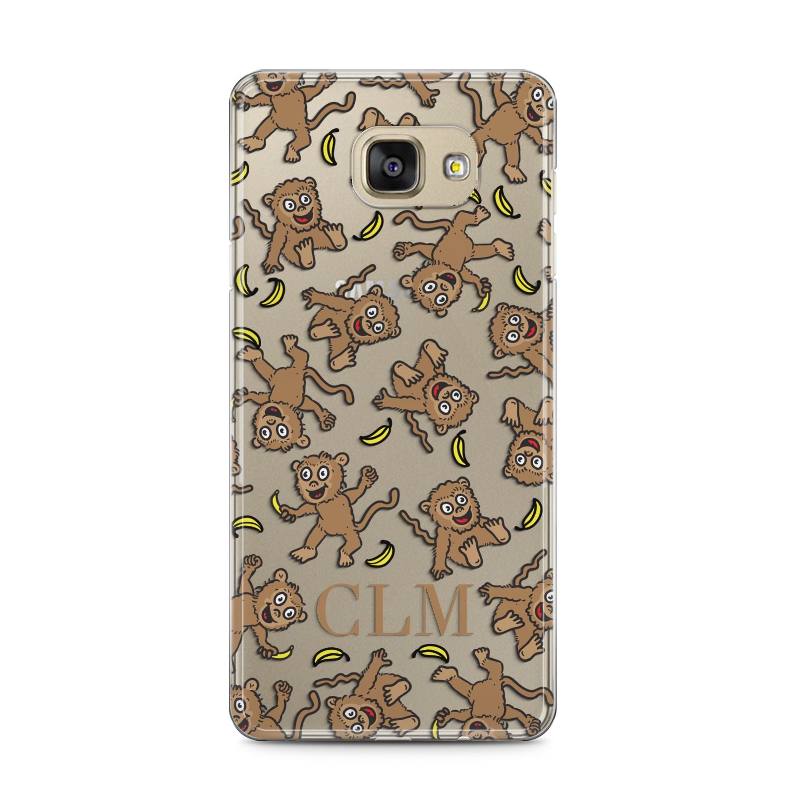 Personalised Monkey Initials Samsung Galaxy A5 2016 Case on gold phone