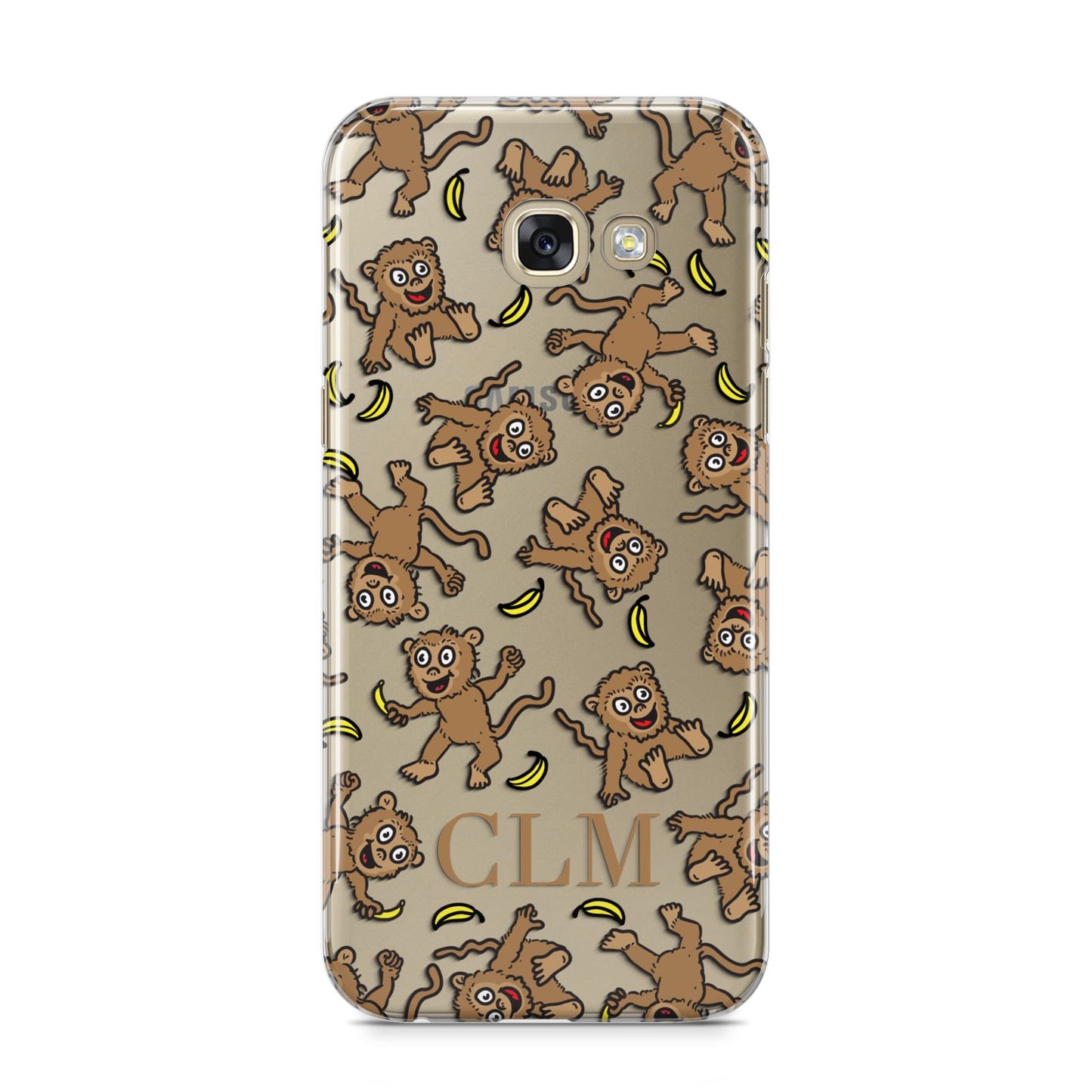 Personalised Monkey Initials Samsung Galaxy A5 2017 Case on gold phone