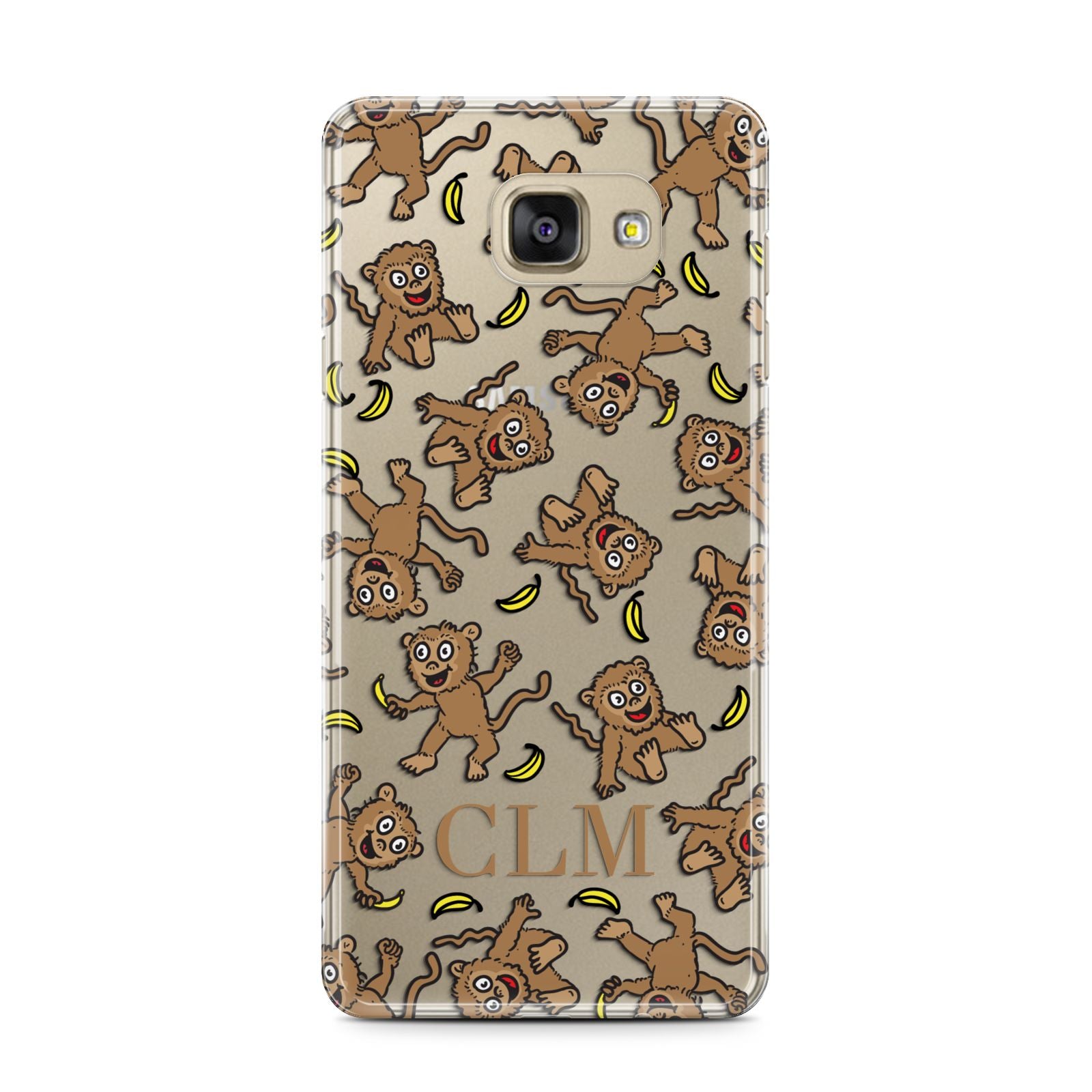 Personalised Monkey Initials Samsung Galaxy A7 2016 Case on gold phone