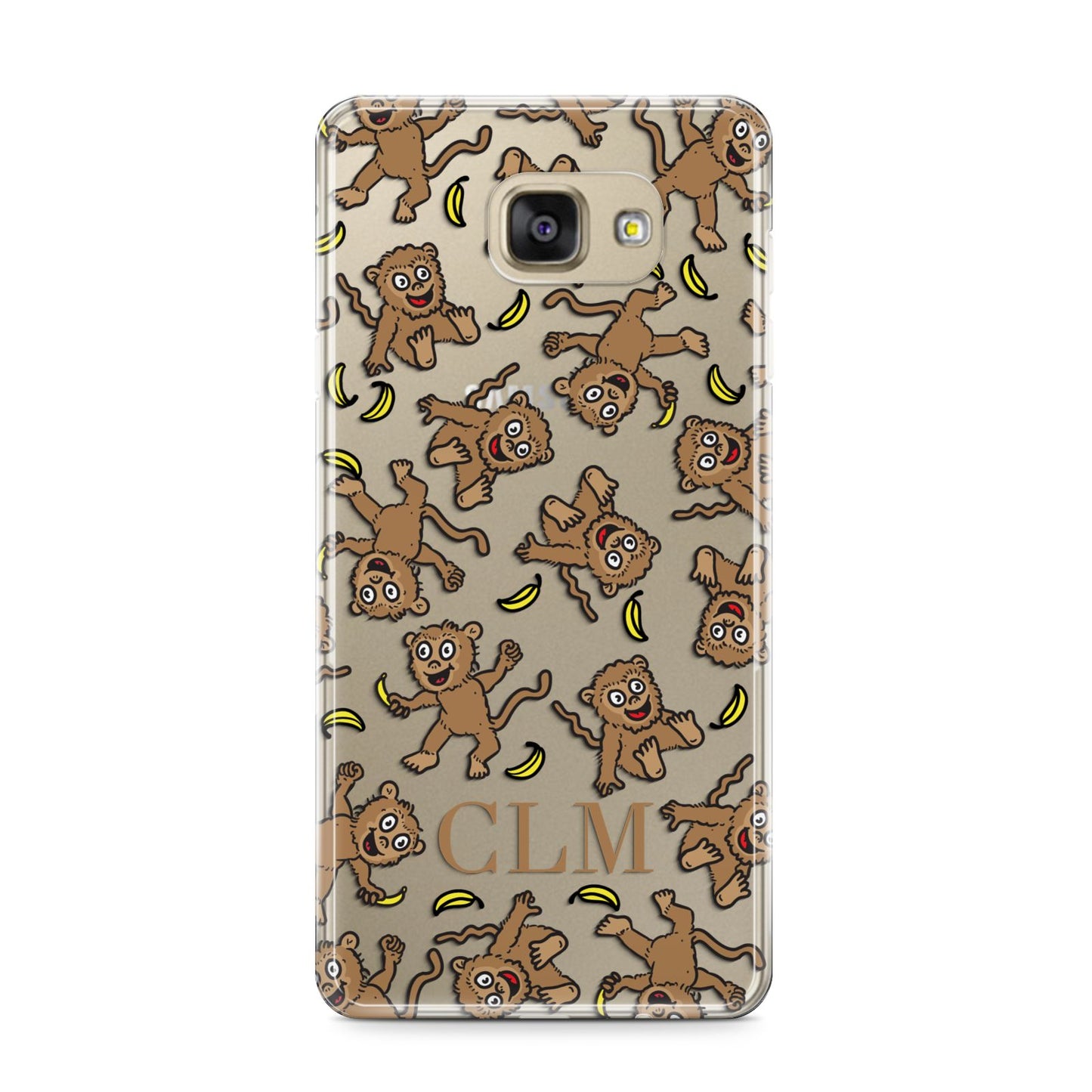 Personalised Monkey Initials Samsung Galaxy A9 2016 Case on gold phone