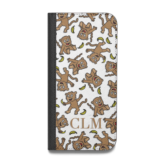 Personalised Monkey Initials Vegan Leather Flip Samsung Case