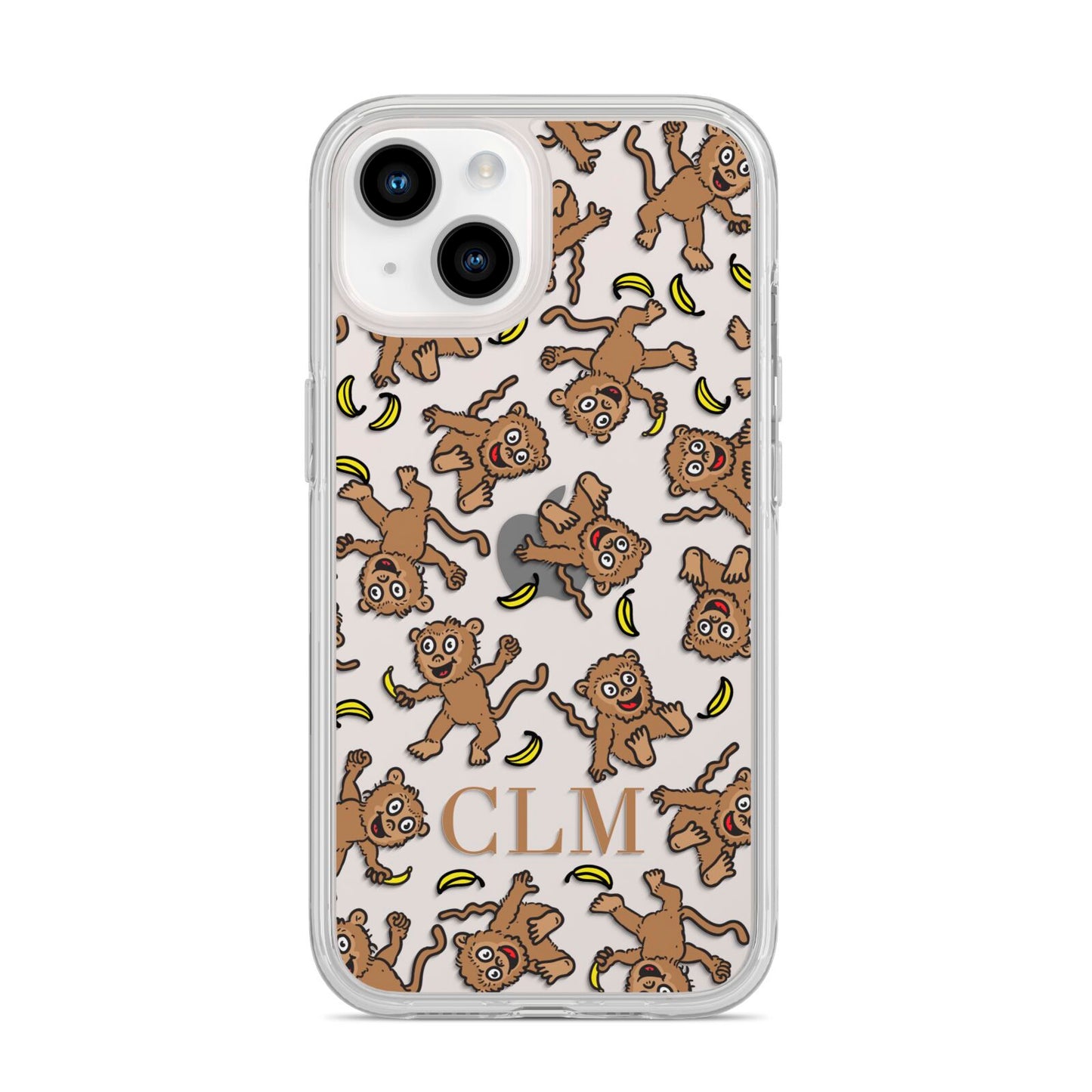 Personalised Monkey Initials iPhone 14 Clear Tough Case Starlight