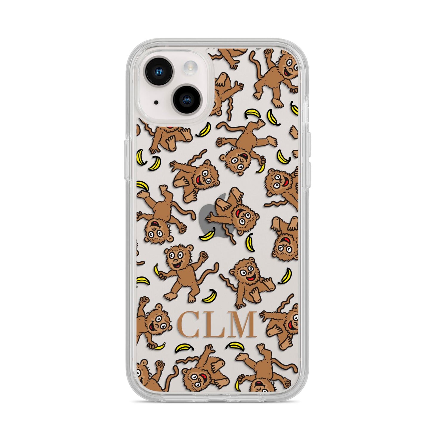 Personalised Monkey Initials iPhone 14 Plus Clear Tough Case Starlight