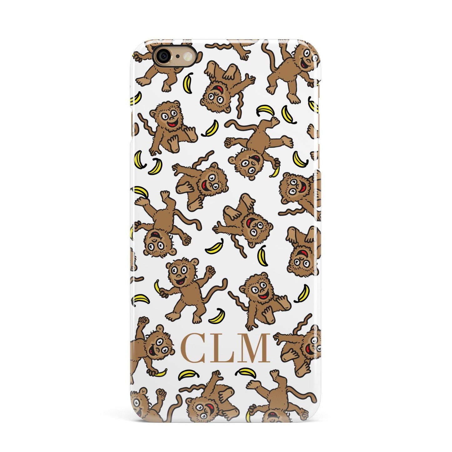 Personalised Monkey Initials iPhone 6 Plus 3D Snap Case on Gold Phone