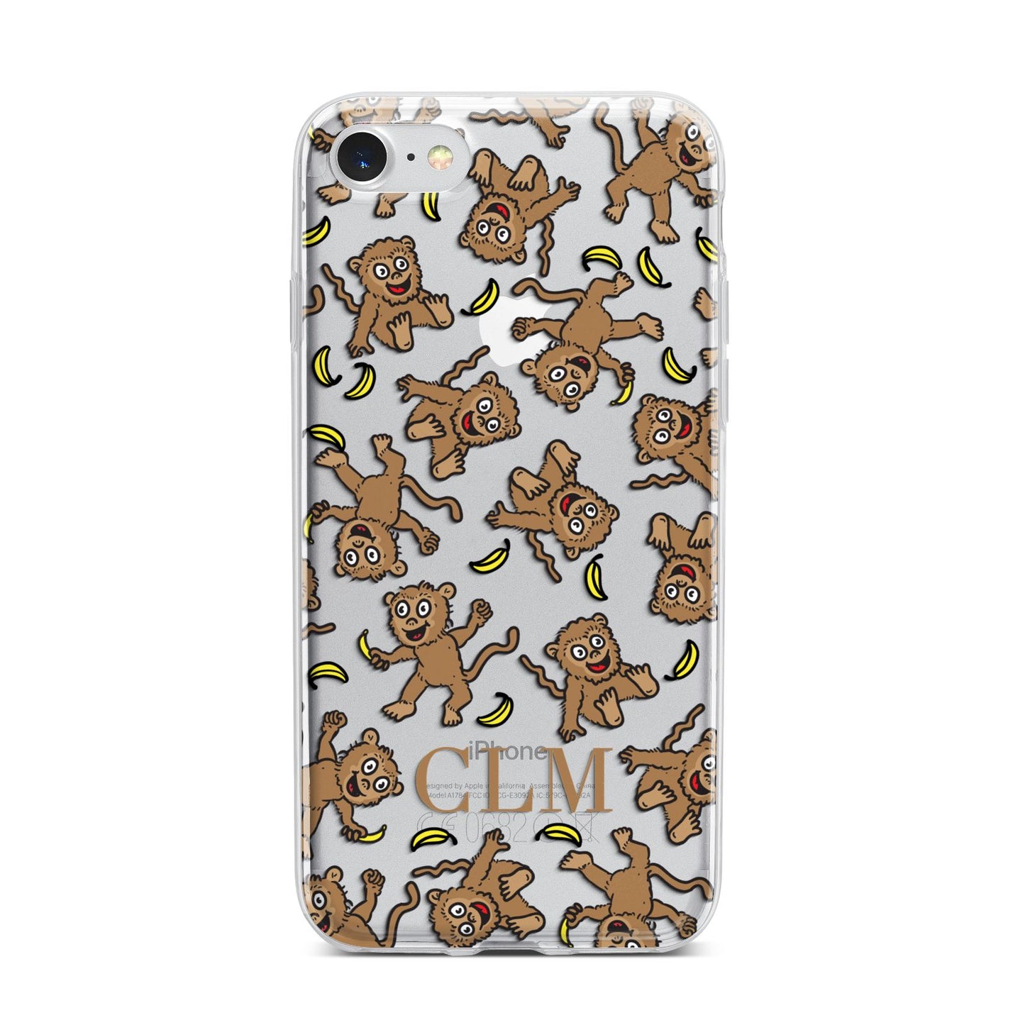 Personalised Monkey Initials iPhone 7 Bumper Case on Silver iPhone