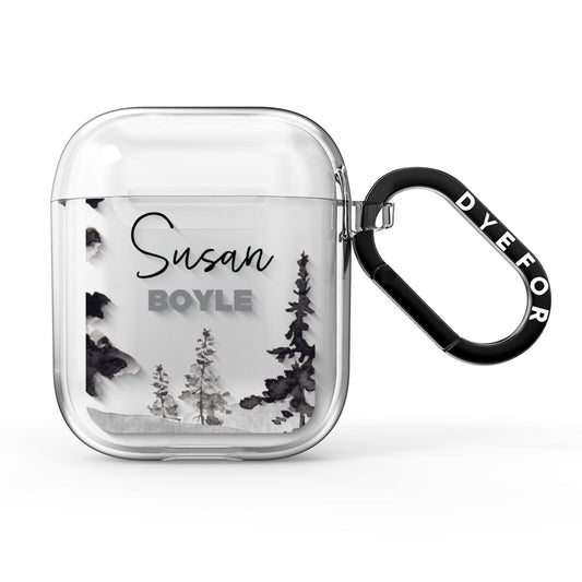 Personalised Monochrome Forest AirPods Clear Case