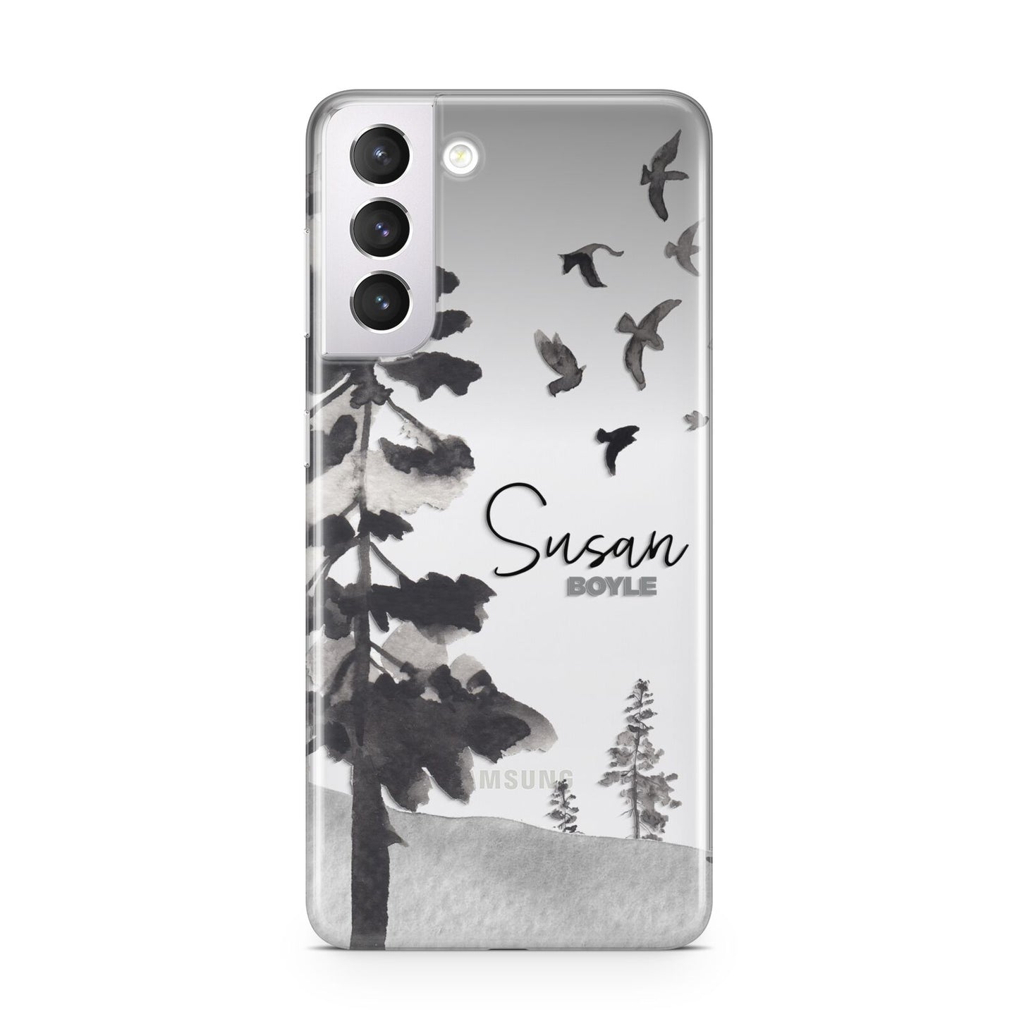 Personalised Monochrome Forest Samsung S21 Case