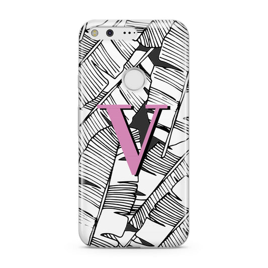 Personalised Monochrome Monstera Pink Initial Google Pixel Case