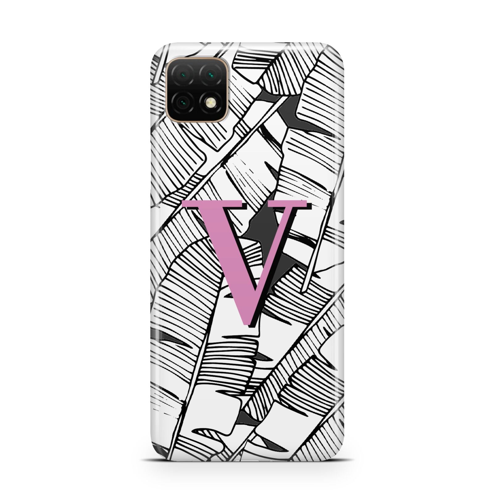 Personalised Monochrome Monstera Pink Initial Huawei Enjoy 20 Phone Case