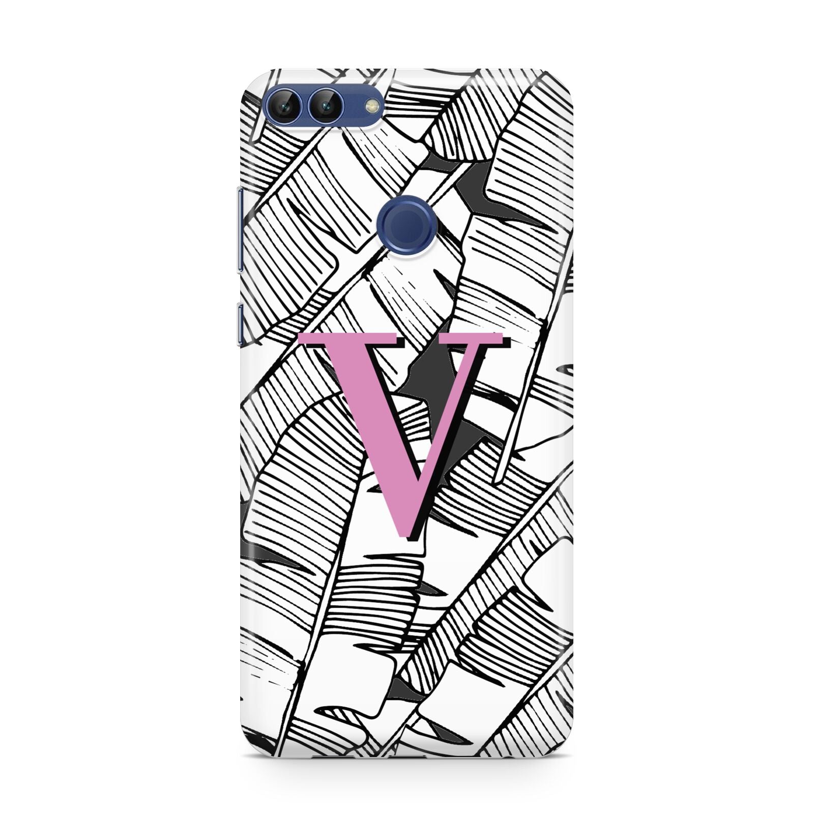 Personalised Monochrome Monstera Pink Initial Huawei P Smart Case