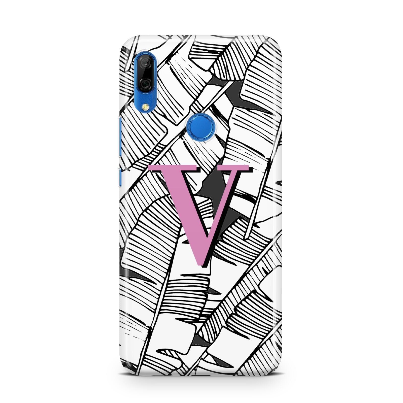 Personalised Monochrome Monstera Pink Initial Huawei P Smart Z