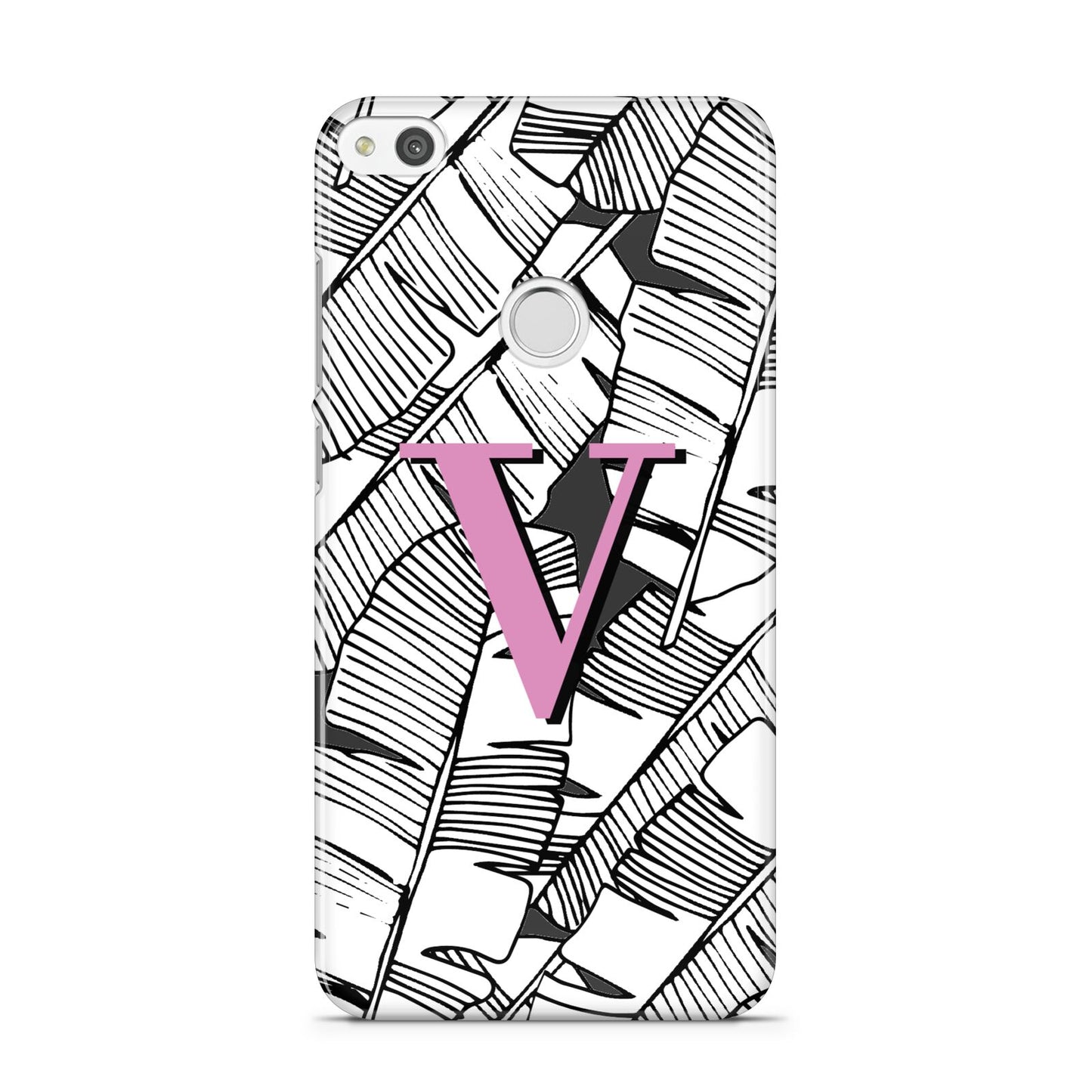 Personalised Monochrome Monstera Pink Initial Huawei P8 Lite Case