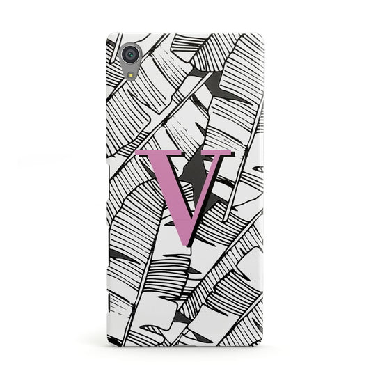 Personalised Monochrome Monstera Pink Initial Sony Xperia Case