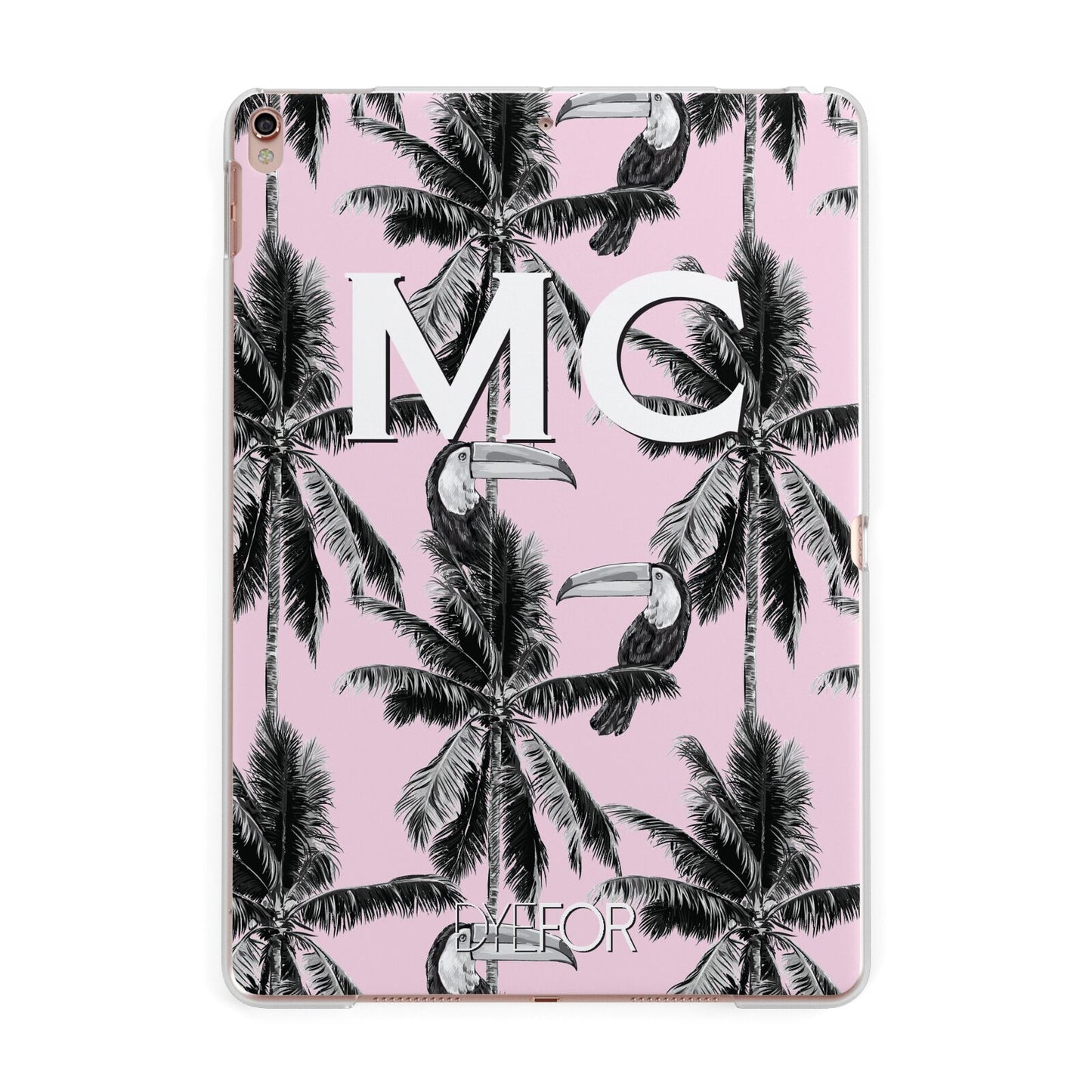 Personalised Monochrome Pink Toucan Apple iPad Rose Gold Case