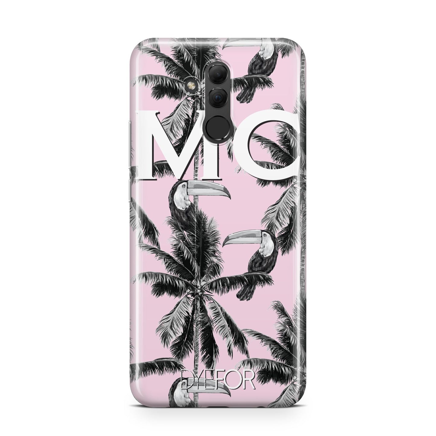 Personalised Monochrome Pink Toucan Huawei Mate 20 Lite