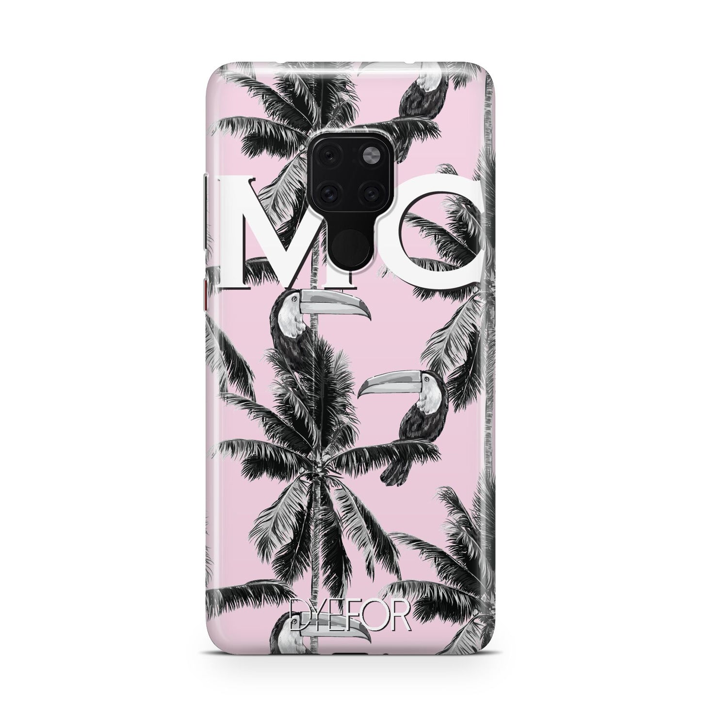 Personalised Monochrome Pink Toucan Huawei Mate 20 Phone Case