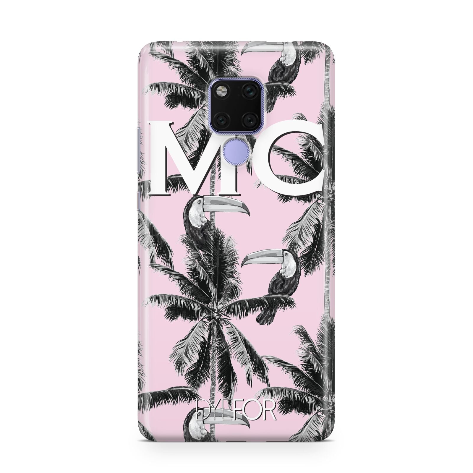 Personalised Monochrome Pink Toucan Huawei Mate 20X Phone Case