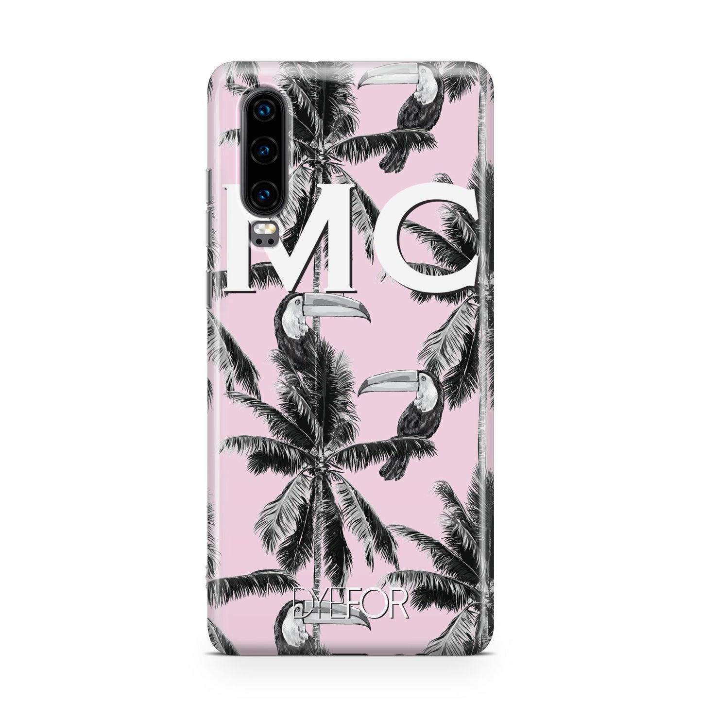 Personalised Monochrome Pink Toucan Huawei P30 Phone Case