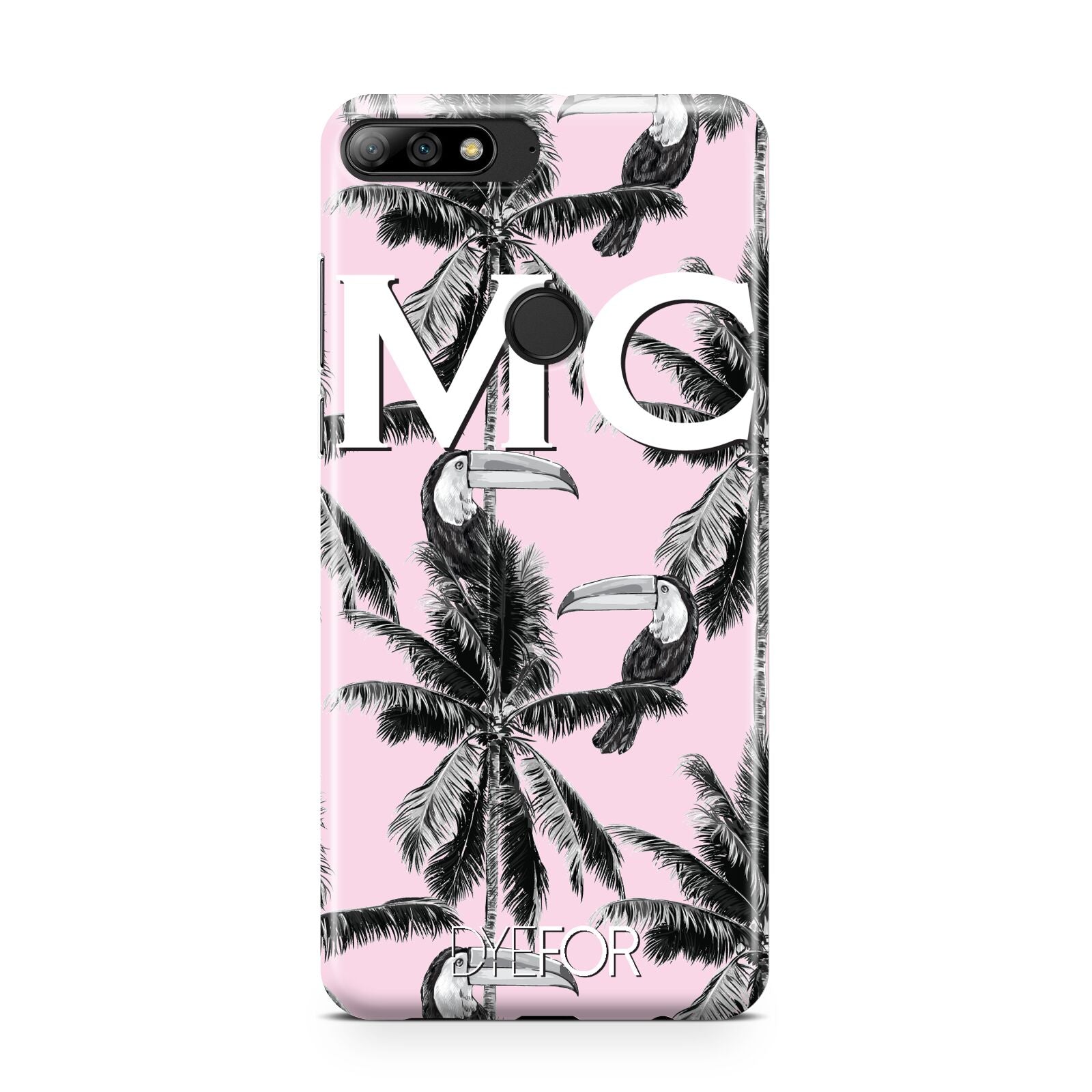 Personalised Monochrome Pink Toucan Huawei Y7 2018