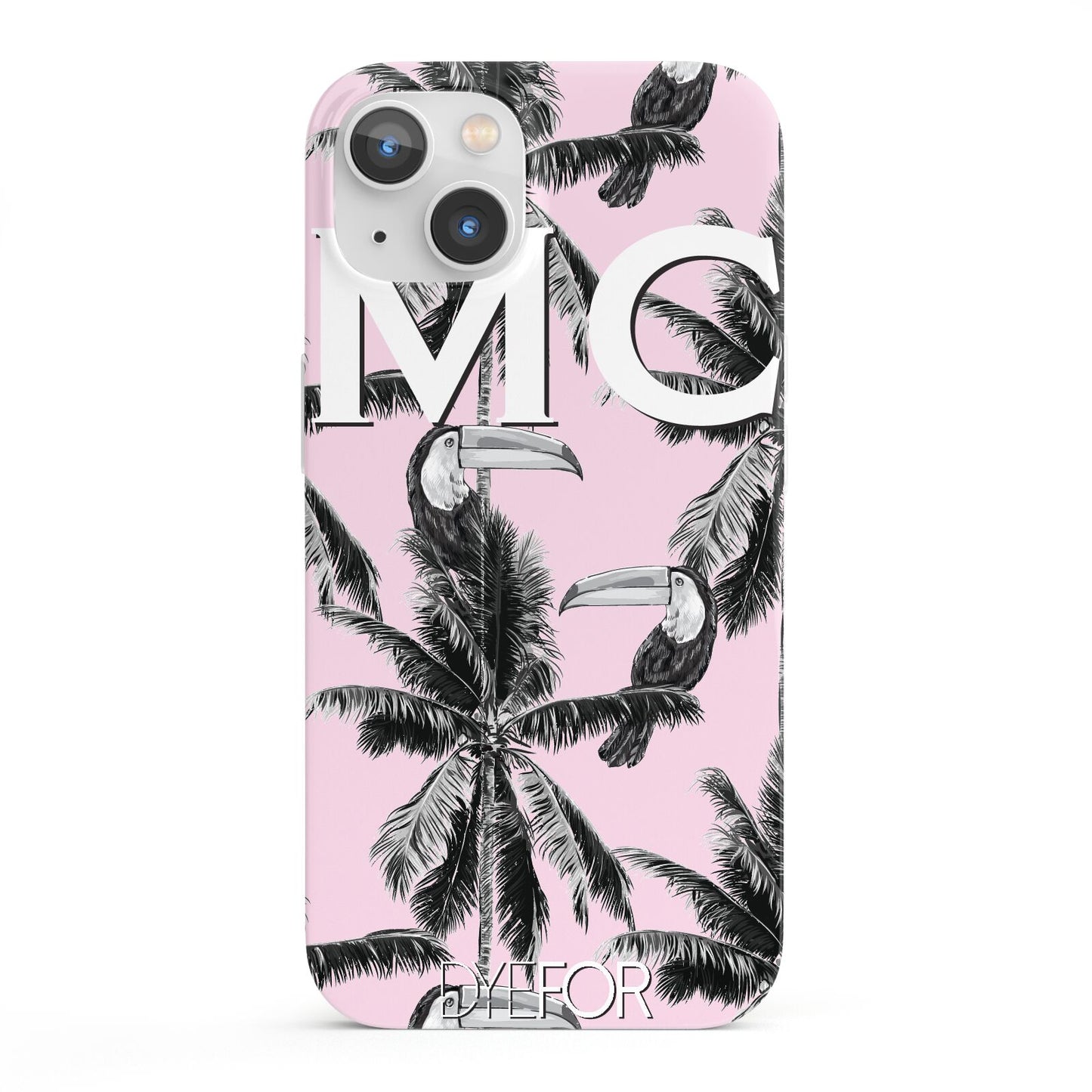 Personalised Monochrome Pink Toucan iPhone 13 Full Wrap 3D Snap Case