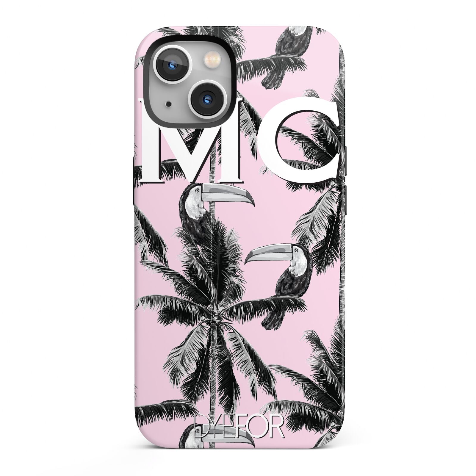 Personalised Monochrome Pink Toucan iPhone 13 Full Wrap 3D Tough Case