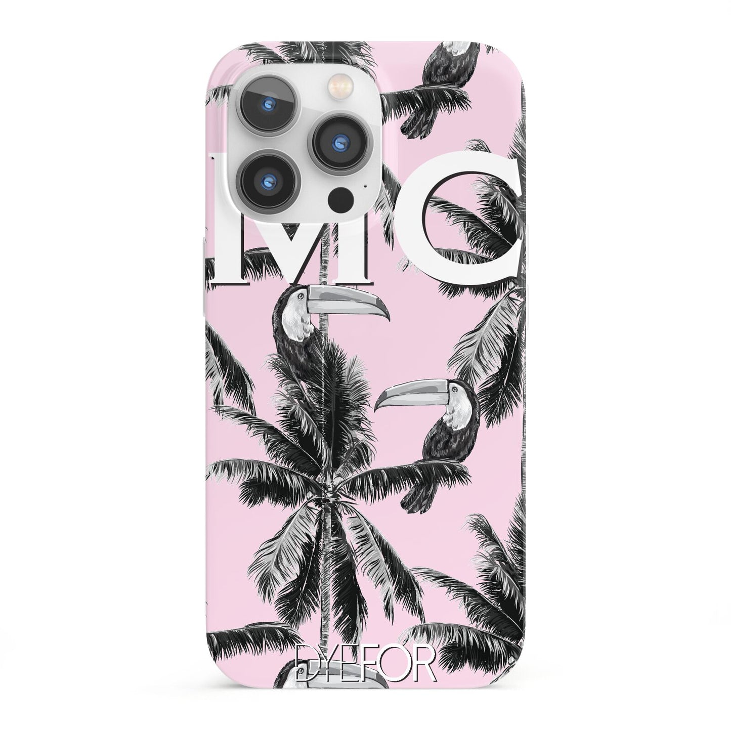 Personalised Monochrome Pink Toucan iPhone 13 Pro Full Wrap 3D Snap Case