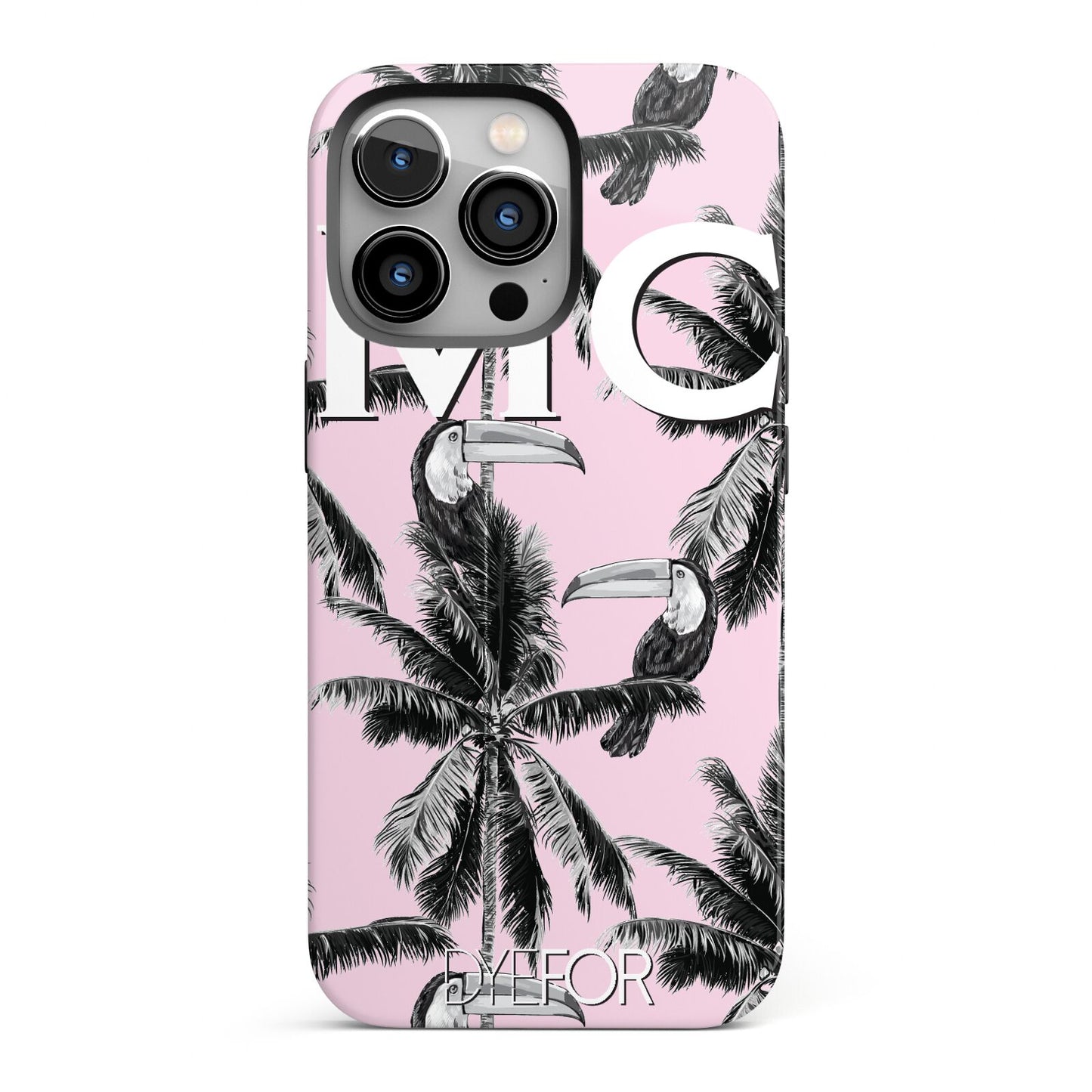 Personalised Monochrome Pink Toucan iPhone 13 Pro Full Wrap 3D Tough Case