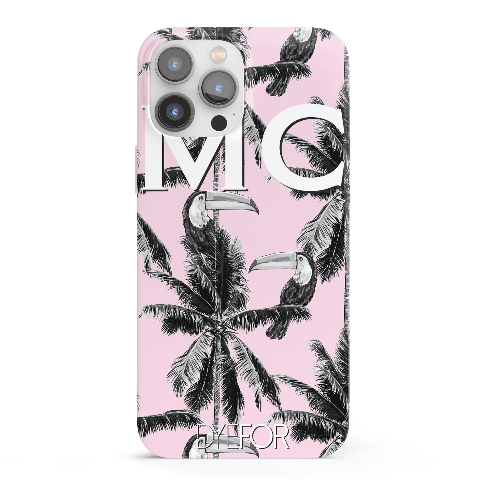 Personalised Monochrome Pink Toucan iPhone 13 Pro Max Full Wrap 3D Snap Case