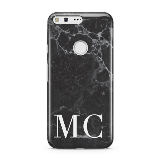 Personalised Monogram Black Marble Google Pixel Case