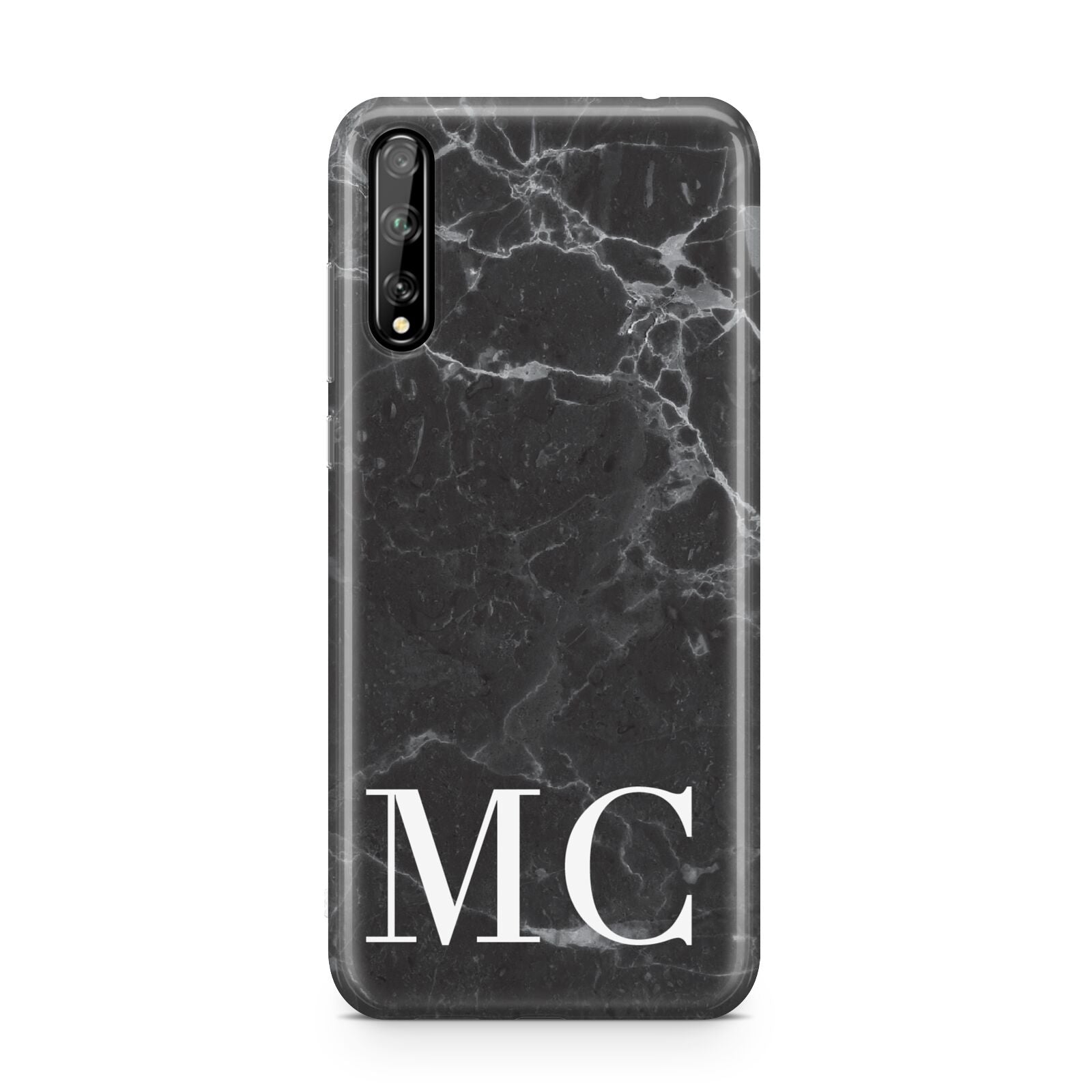 Personalised Monogram Black Marble Huawei Enjoy 10s Phone Case