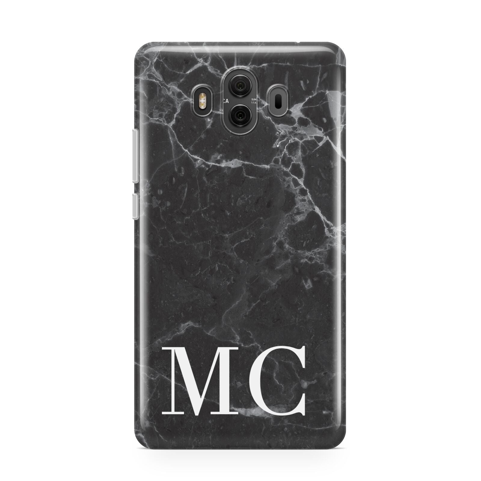 Personalised Monogram Black Marble Huawei Mate 10 Protective Phone Case
