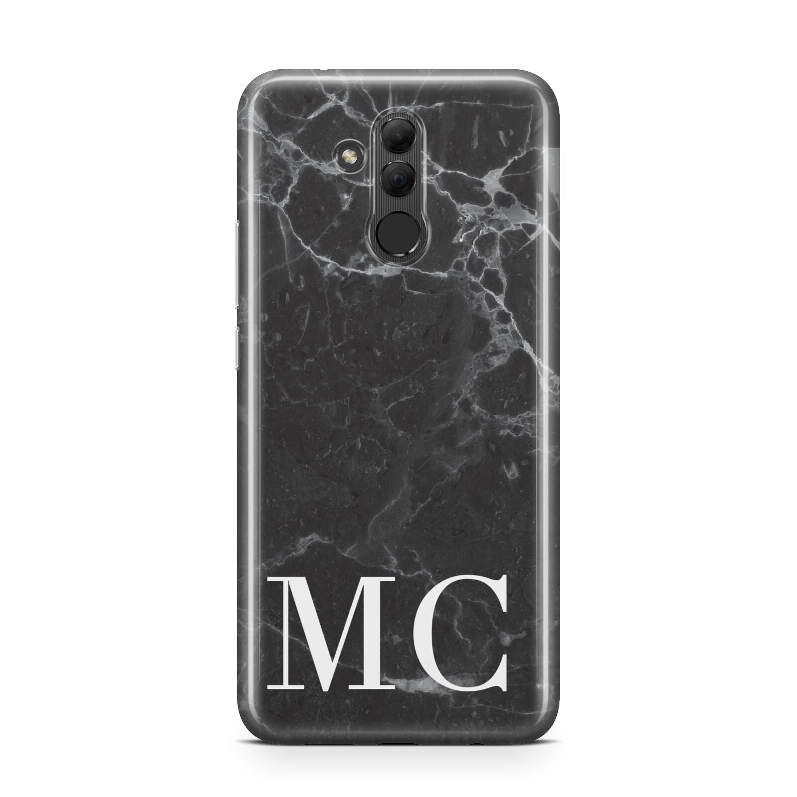 Personalised Monogram Black Marble Huawei Mate 20 Lite
