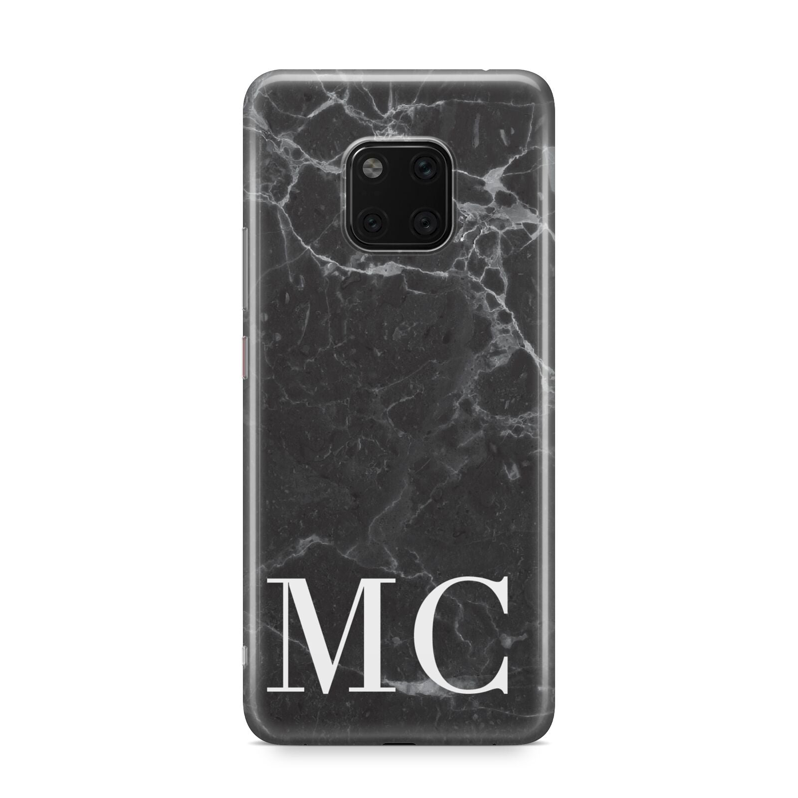 Personalised Monogram Black Marble Huawei Mate 20 Pro Phone Case