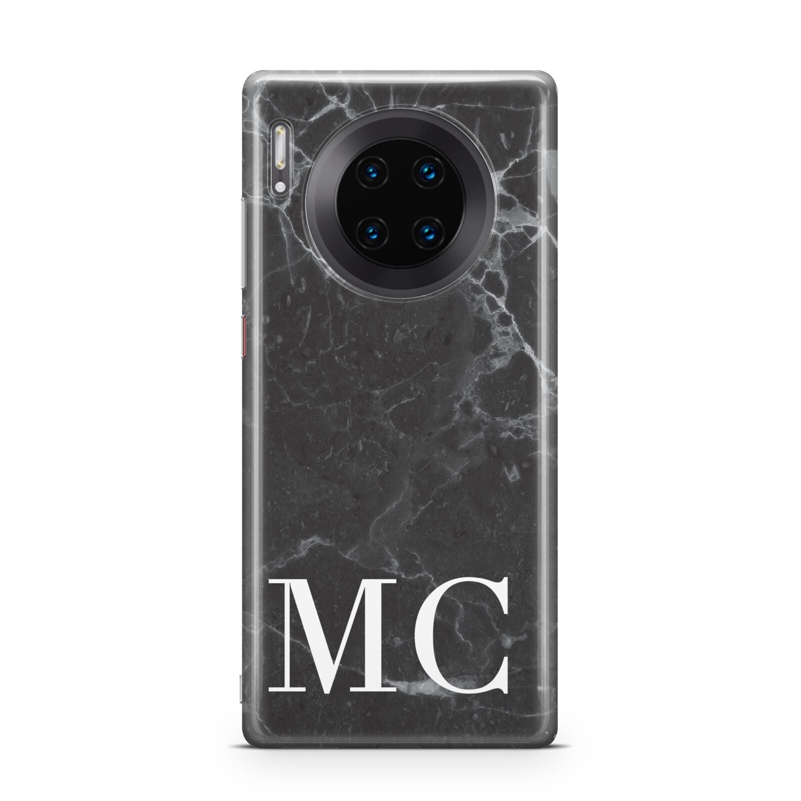 Personalised Monogram Black Marble Huawei Mate 30 Pro Phone Case