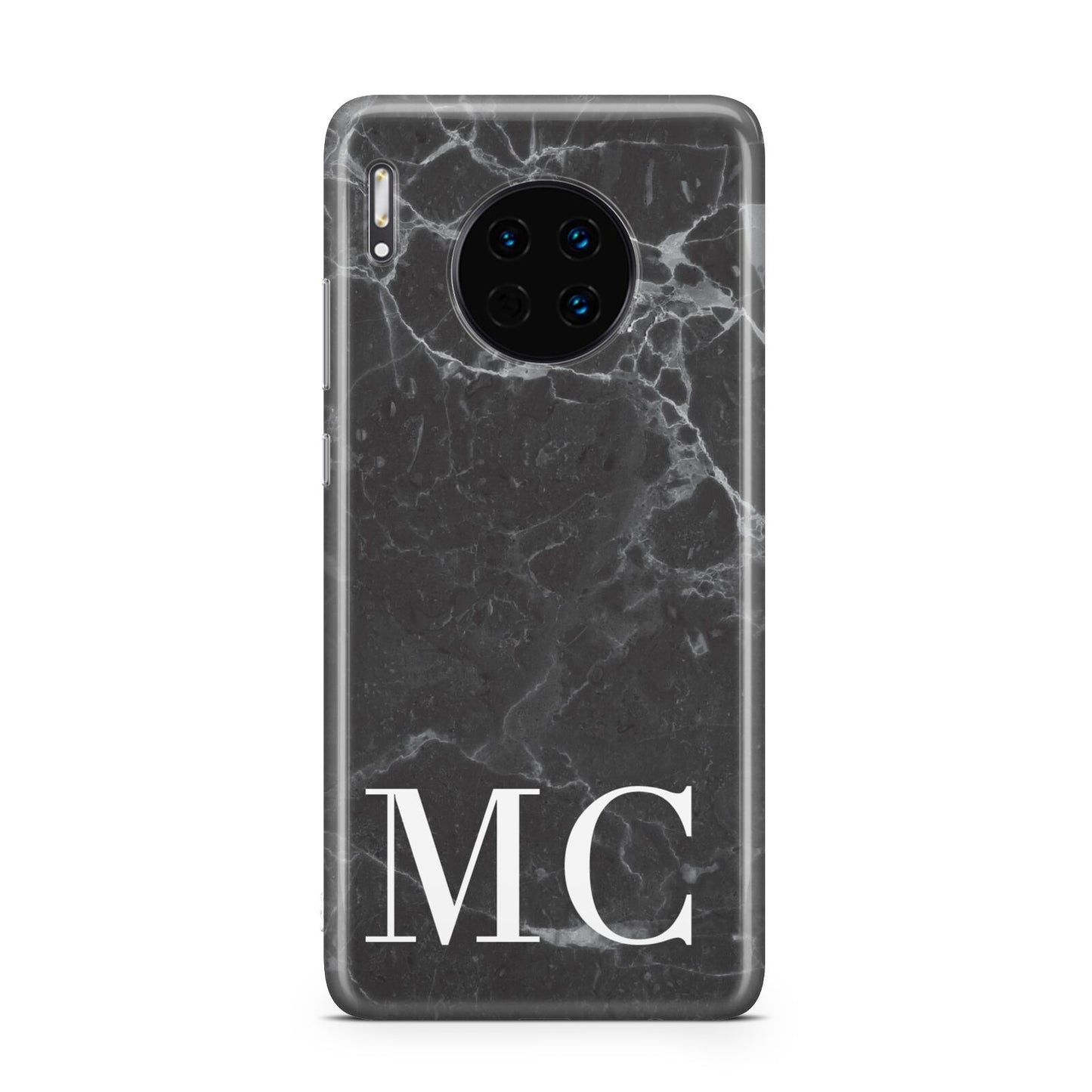 Personalised Monogram Black Marble Huawei Mate 30
