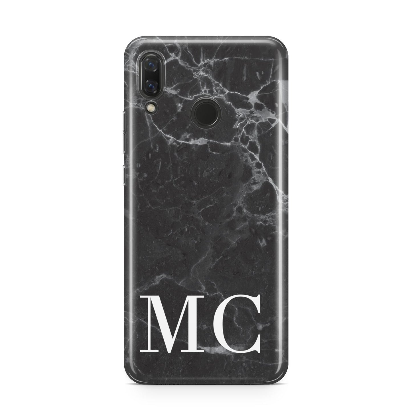 Personalised Monogram Black Marble Huawei Nova 3 Phone Case