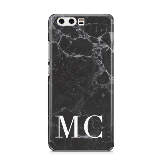 Personalised Monogram Black Marble Huawei P10 Phone Case