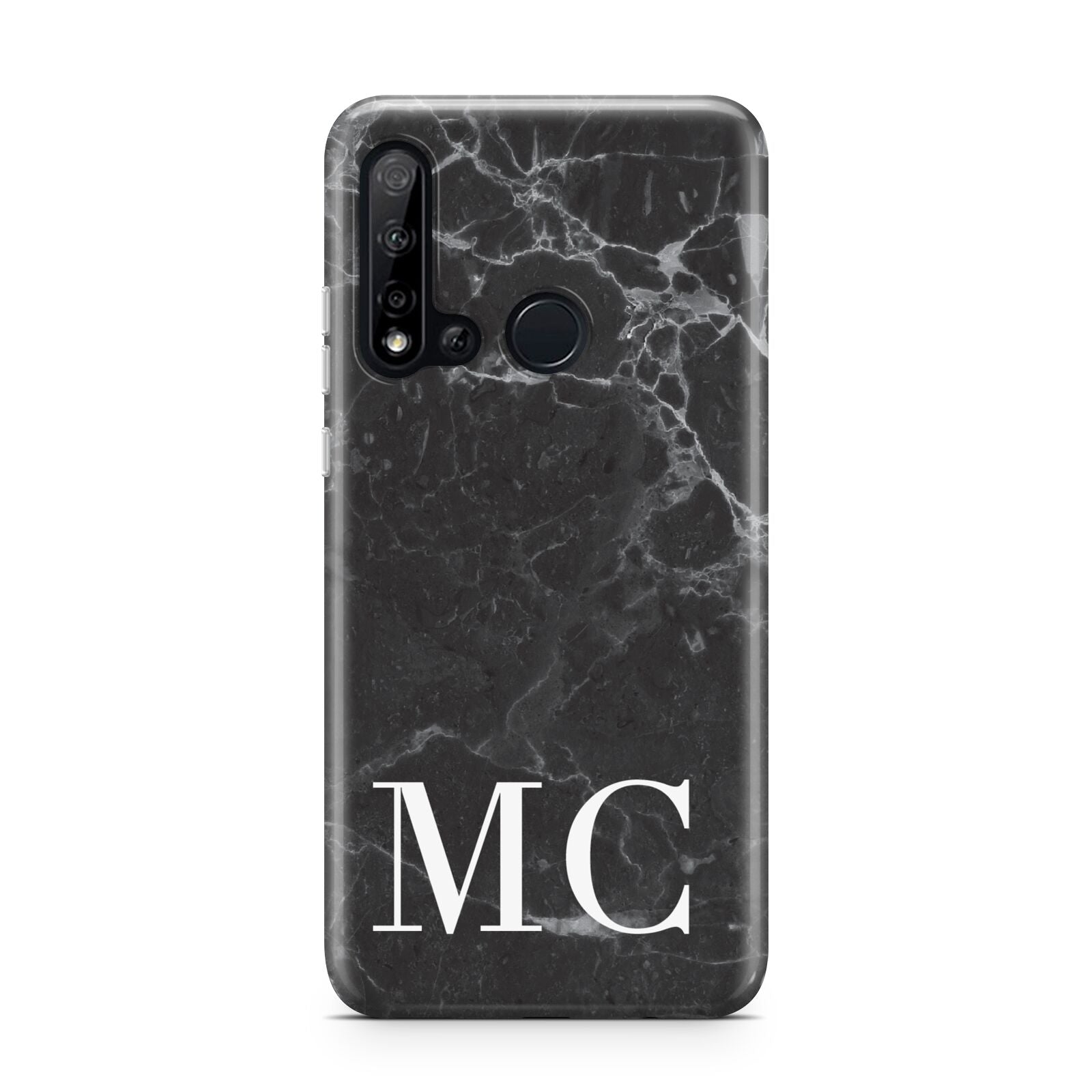 Personalised Monogram Black Marble Huawei P20 Lite 5G Phone Case