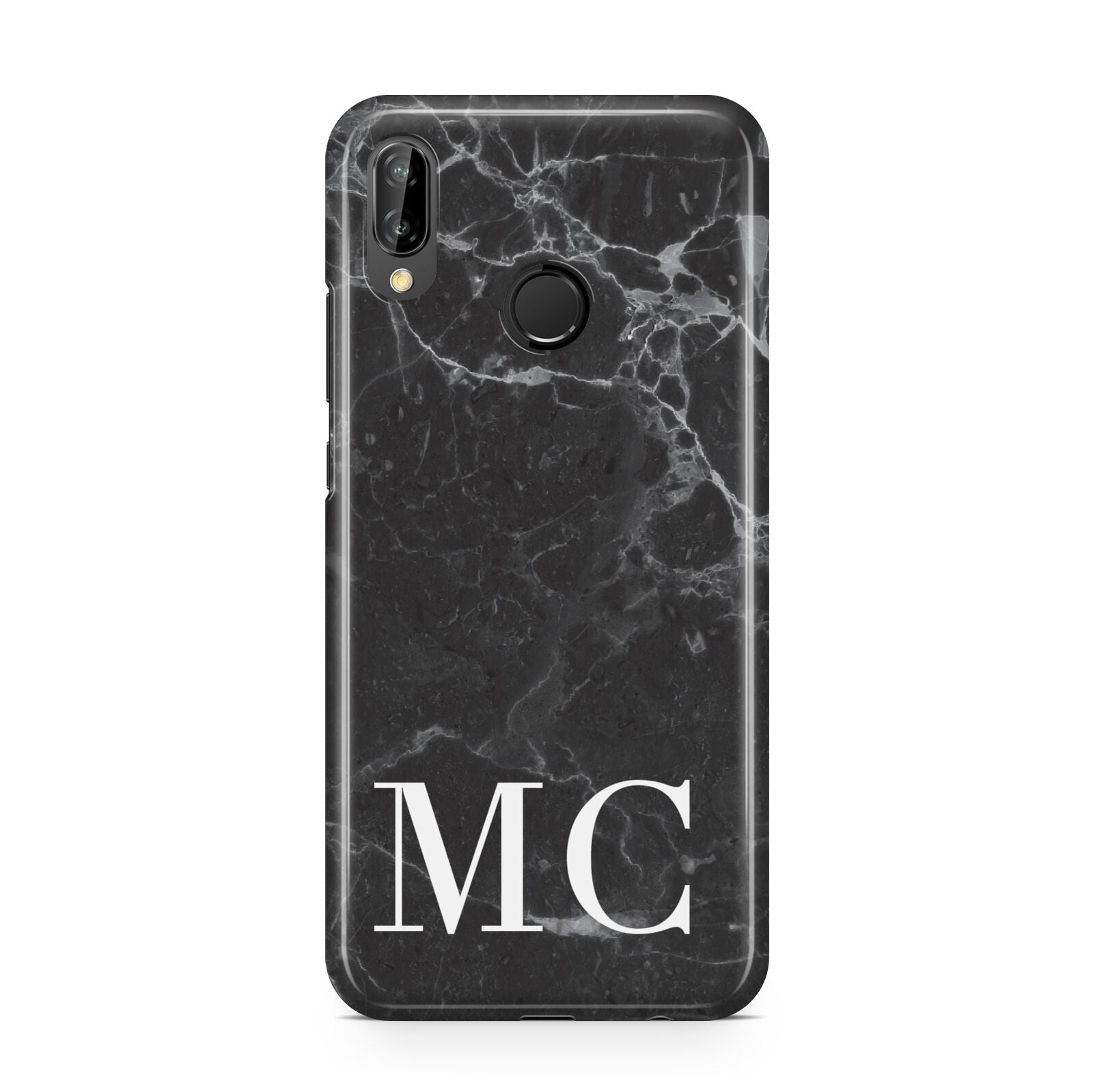 Personalised Monogram Black Marble Huawei P20 Lite Phone Case