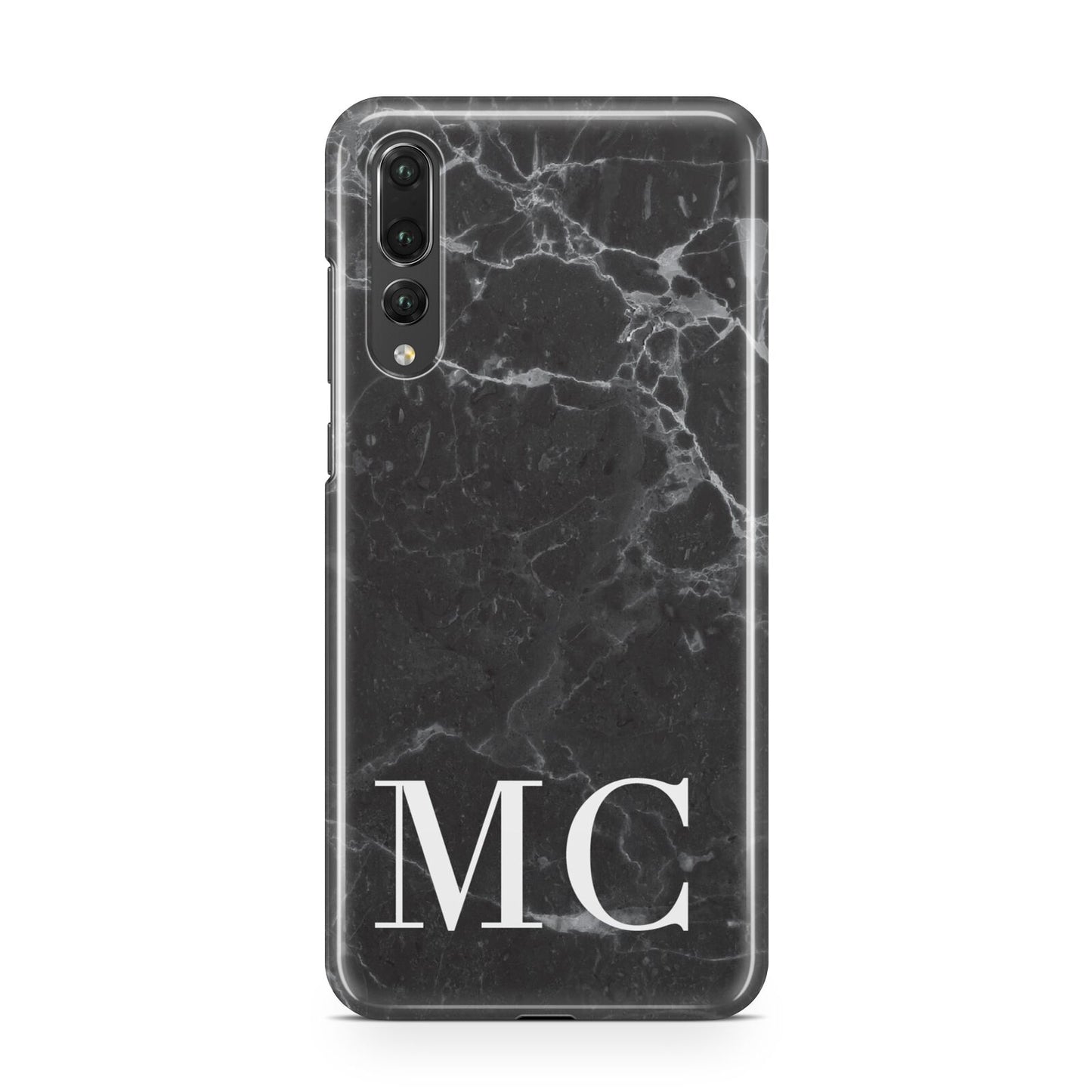 Personalised Monogram Black Marble Huawei P20 Pro Phone Case