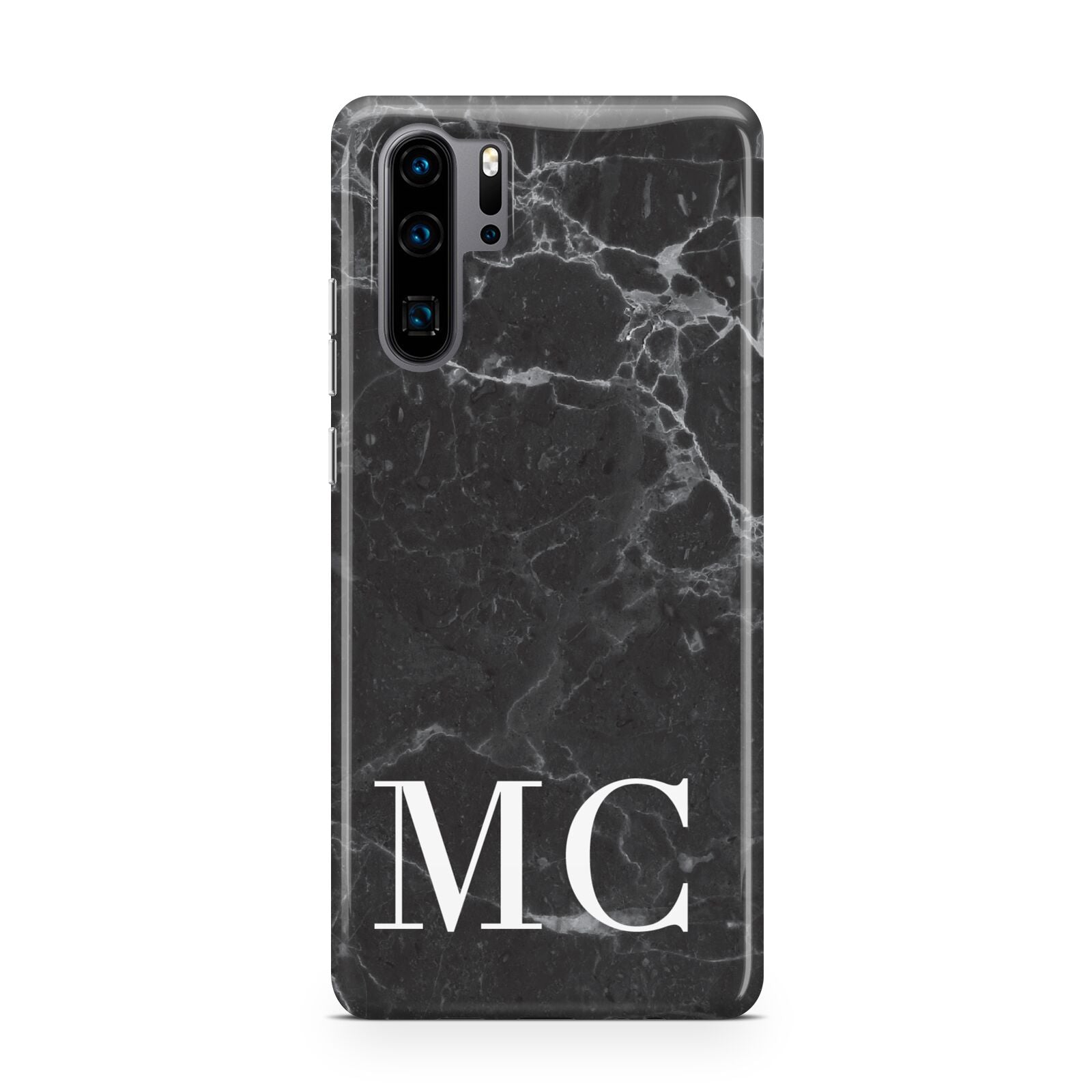 Personalised Monogram Black Marble Huawei P30 Pro Phone Case