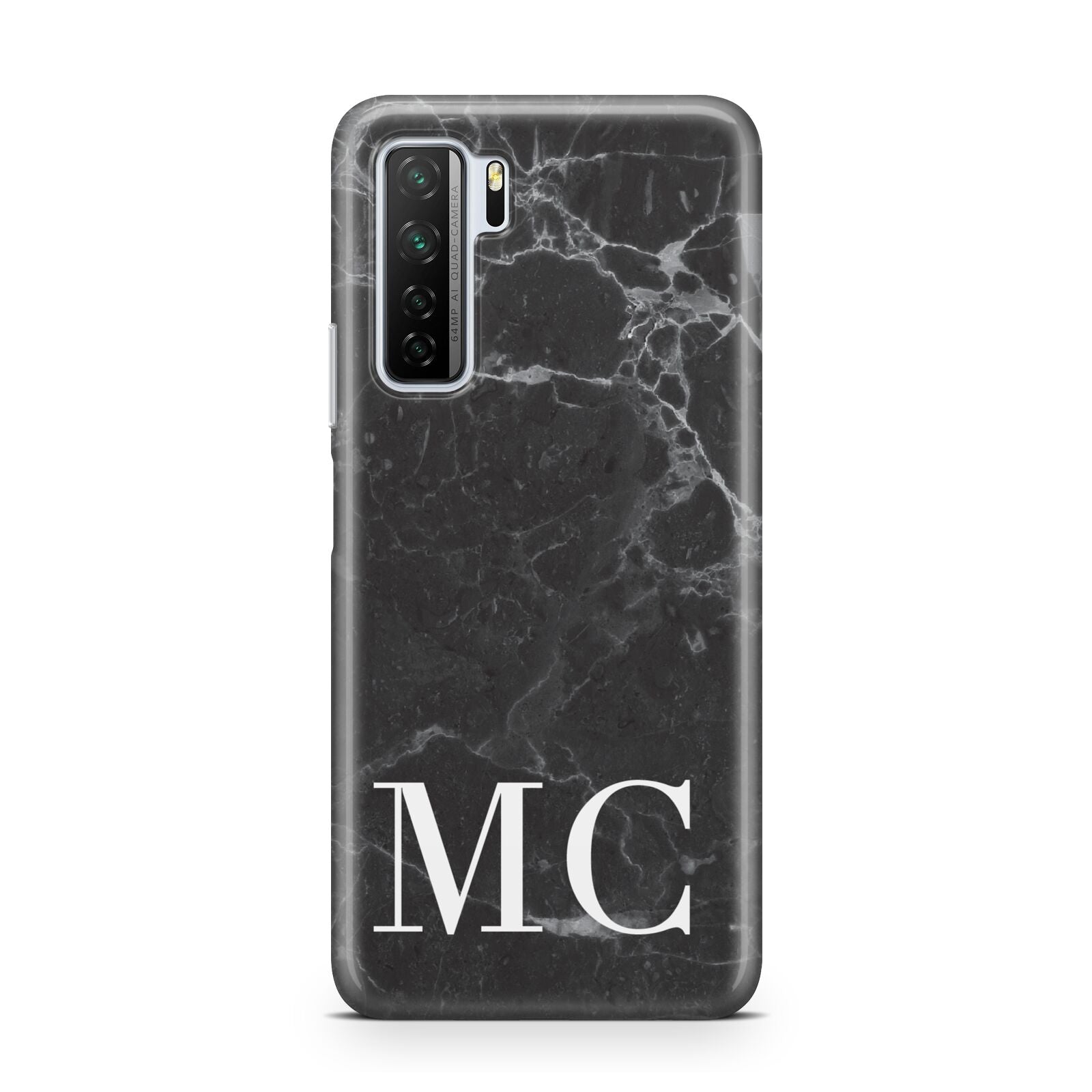 Personalised Monogram Black Marble Huawei P40 Lite 5G Phone Case