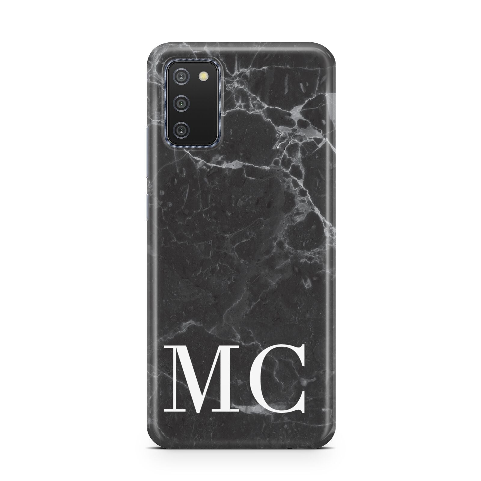 Personalised Monogram Black Marble Samsung A02s Case