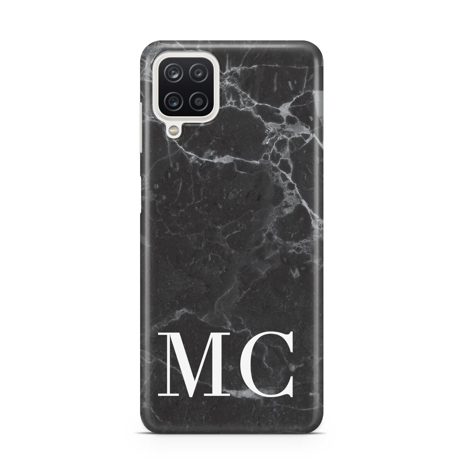 Personalised Monogram Black Marble Samsung A12 Case