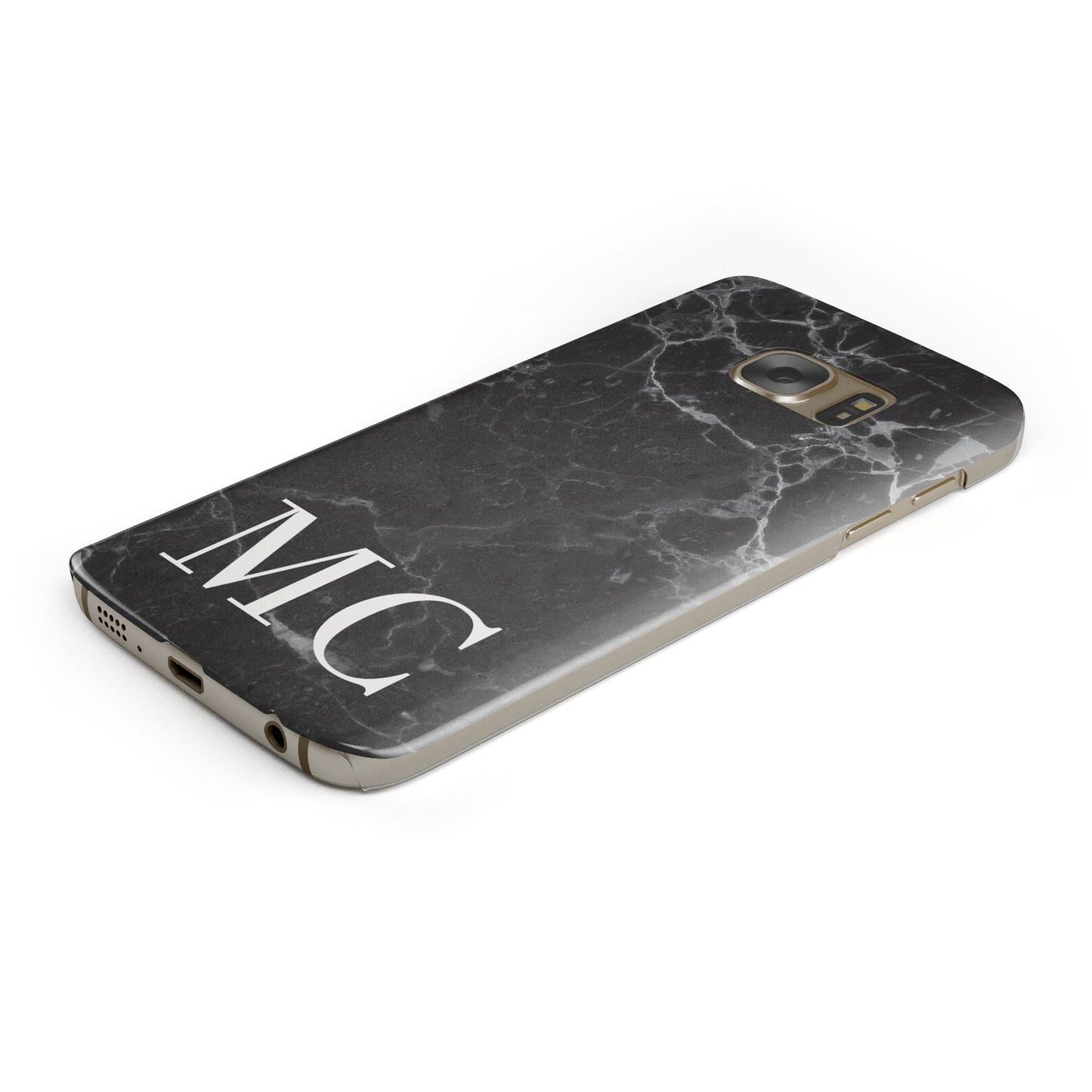 Personalised Monogram Black Marble Samsung Galaxy Case Bottom Cutout