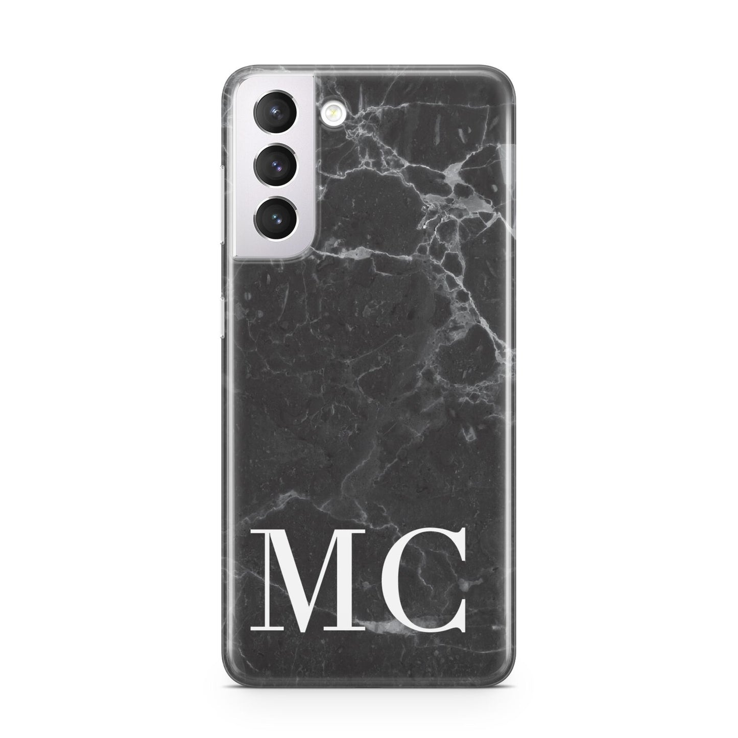 Personalised Monogram Black Marble Samsung S21 Case