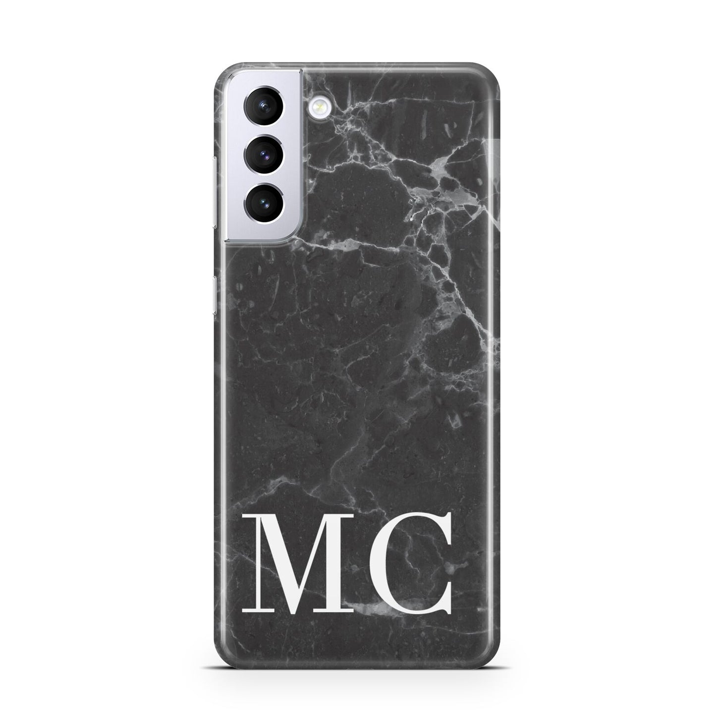 Personalised Monogram Black Marble Samsung S21 Plus Case