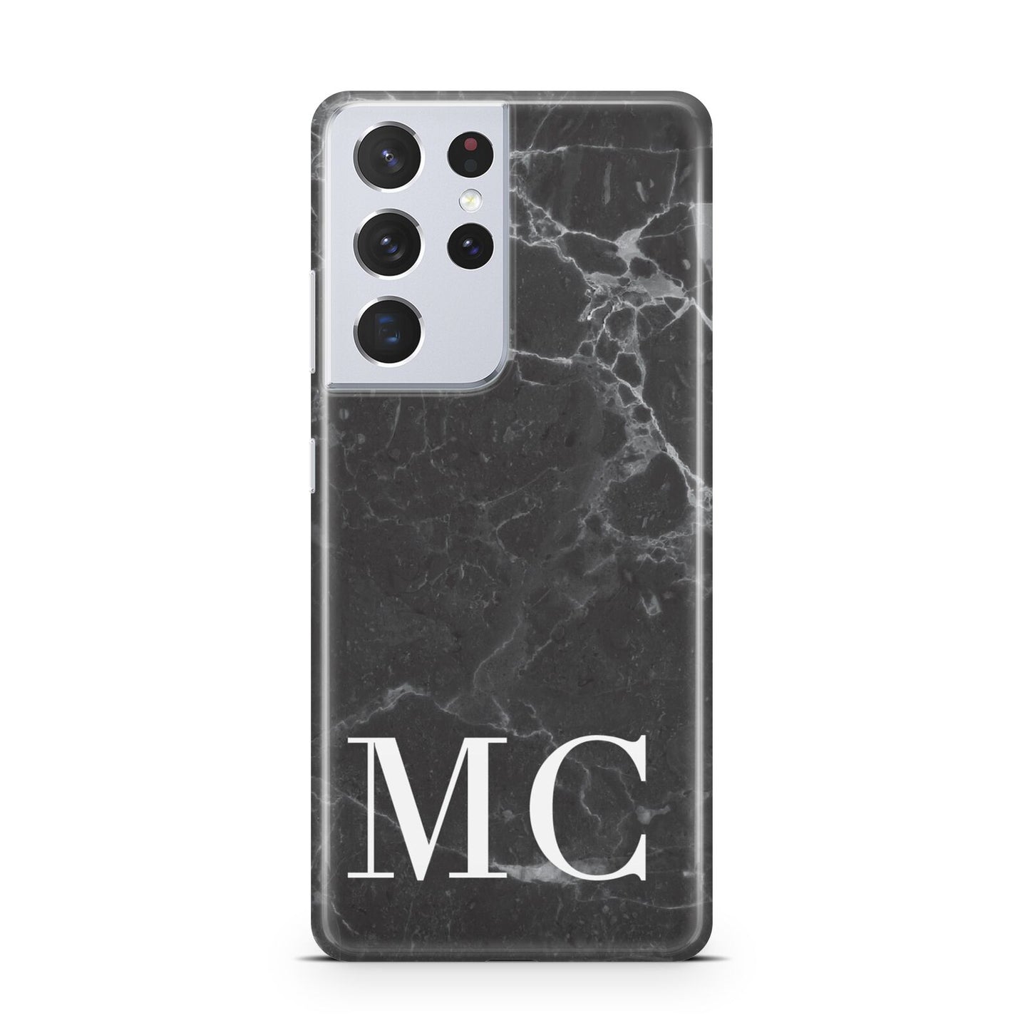 Personalised Monogram Black Marble Samsung S21 Ultra Case