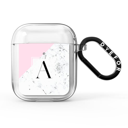 Personalised Monogram Initial Letter Marble AirPods Clear Case